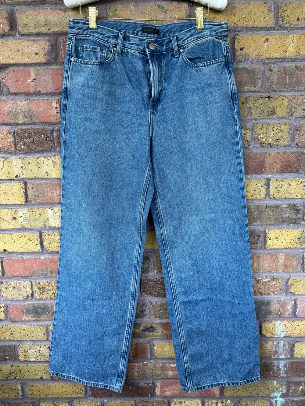 UNIQLO Medium Wash High Rise Wide Leg Jeans - approx. 30” waist